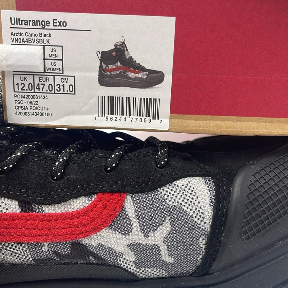 Vans Men’s Black Red High-Top Sneakers Boots Ultrarange Exo
Arctic Camo Black - Picture 16 of 16